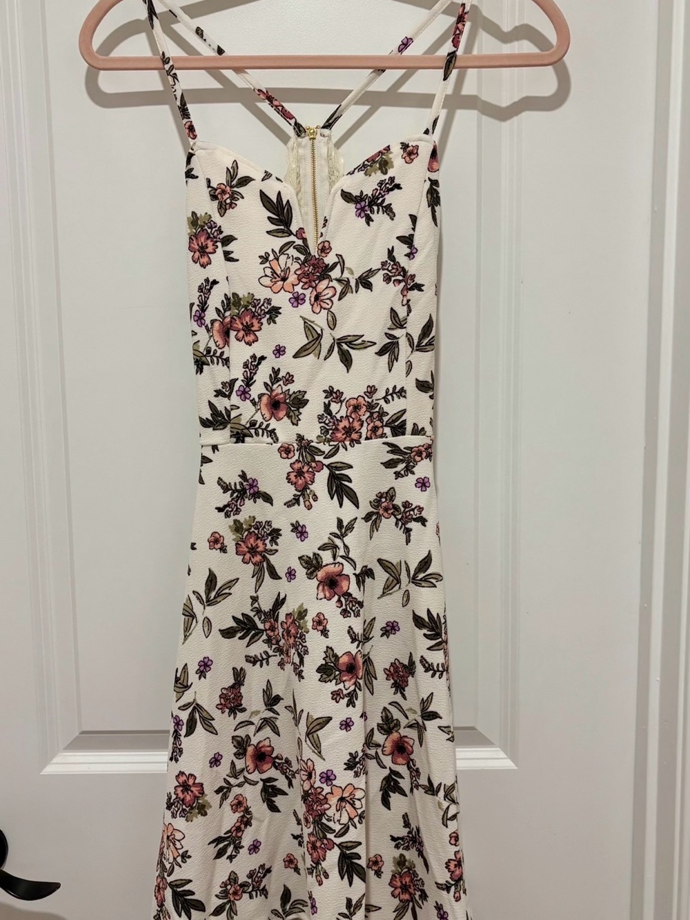 White Floral Dress with Pink Blossoms great condition, no damage, hardly worn
